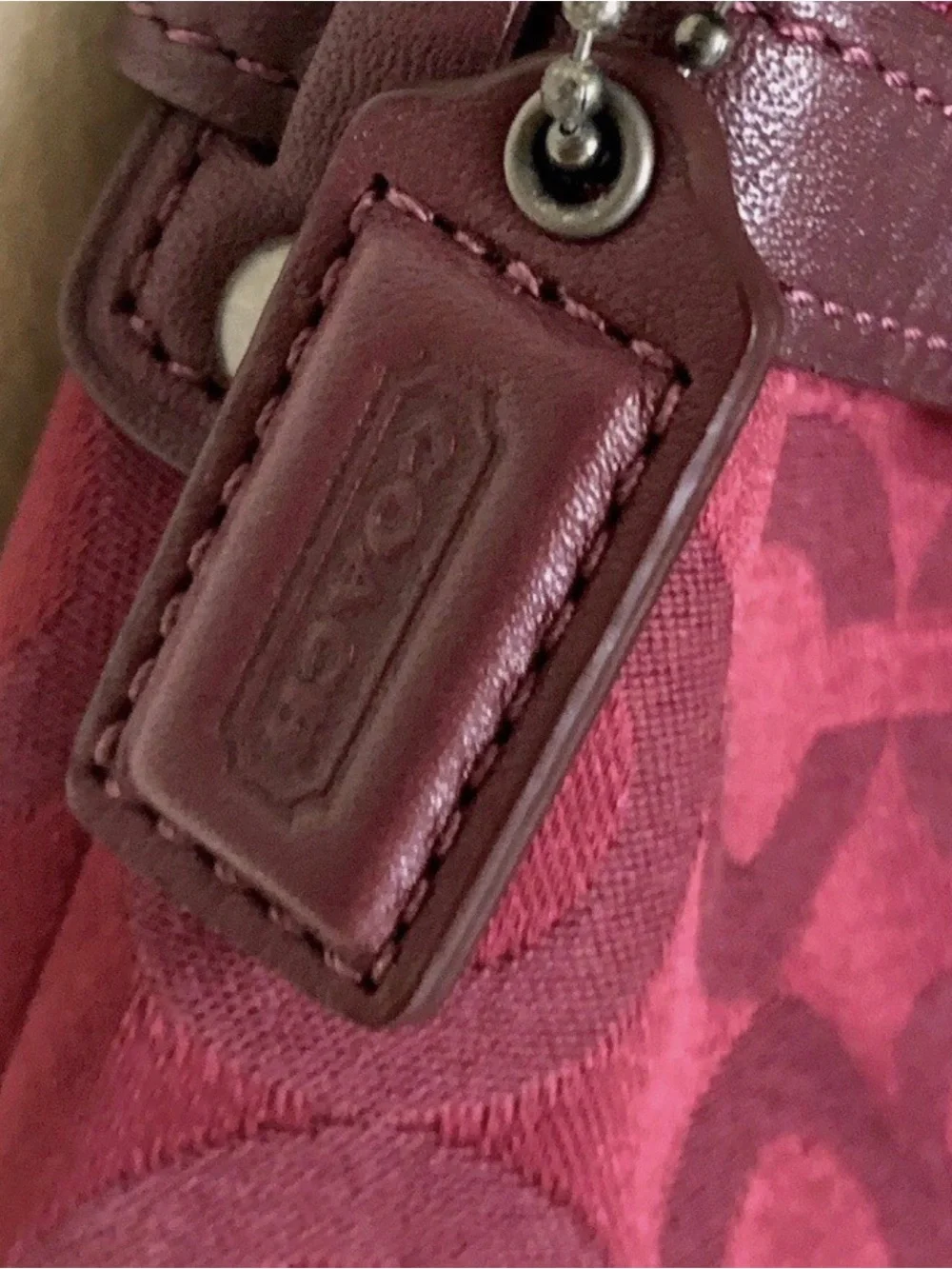 VTG Coach Y2K 90s Burgundy Canvas Mini Shoulder Bag Purse Handbag